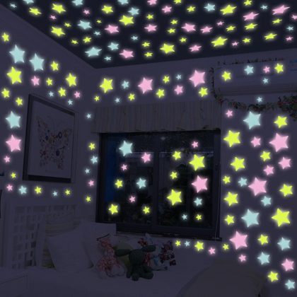 50 Pieces Of Five-Pointed Star Fluorescent PVC Wall Stickers