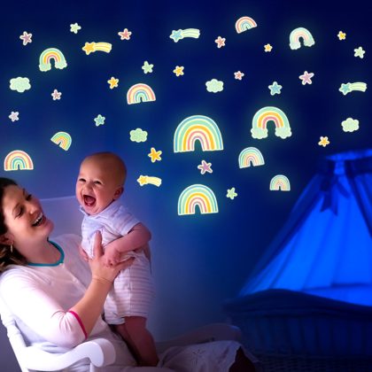 Cartoon Rainbow Cloud Luminous Wall Stickers For Baby Room Decor